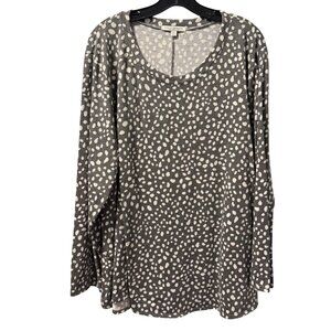 Green Envelope Los Angeles Gray & White Polka Dot Long Sleeve Top 3X Shirt